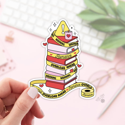Warning May Contain Romance Stickers / Bookish Stickers / Book Lover Gift / Bookish Merch / Kindle Sticker / Romance Reader / Reading Lover