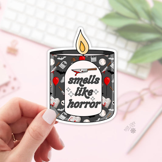 Smells Like Horror Candle Stickers / Bookish Stickers / Book Lover Gift / Bookish Merch / Kindle Sticker / Horror Reader / Reading Lover