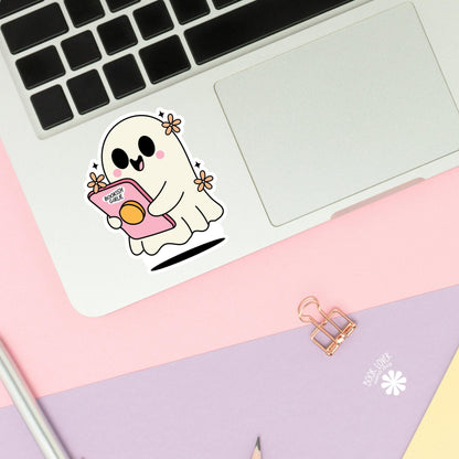 Halloween Bookish Girlie Ghost Stickers / Bookish Stickers / Book Lover Gift / Bookish Merch / Kindle Sticker / Smut Reader / Reading Lover