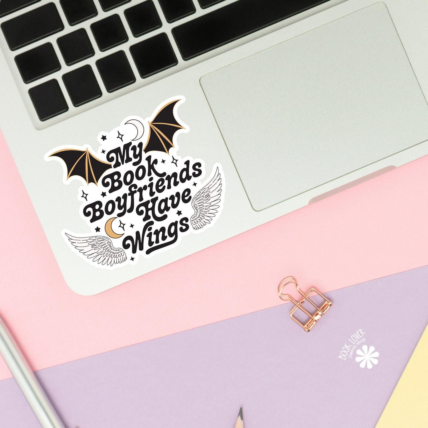 My Book Boyfriends Have Wings Stickers / Bookish Stickers / Fantasy Book Lover Gift / Bookish Merch / Kindle Sticker / Smut Reader / Reading
