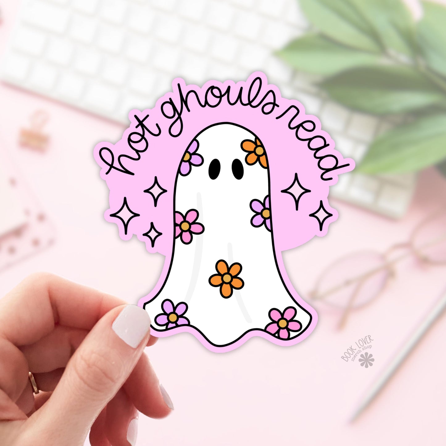 Hot Ghouls Read Stickers / Bookish Ghost Stickers / Book Lover Gift / Bookish Merch / Kindle Sticker / Spooky Reader / Halloween Lover
