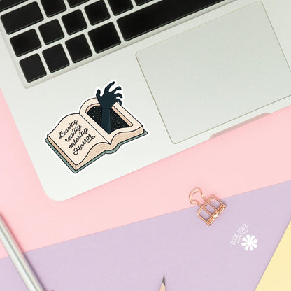 Leaving Reality Entering Horror Stickers / Bookish Stickers / Book Lover Gift / Bookish Merch / Kindle Sticker / Horror Reader