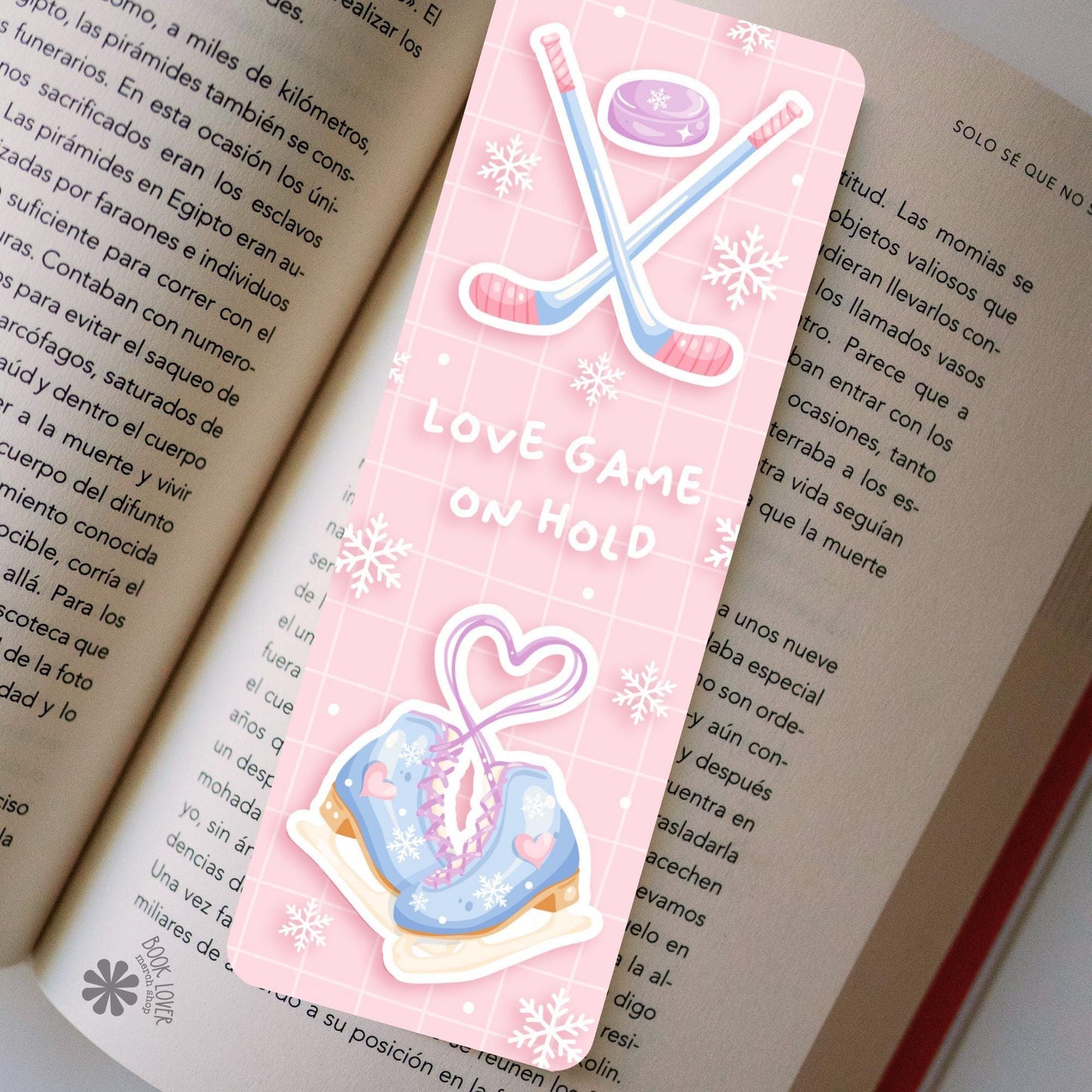 Love Game on Hold Hockey Romance Girlie Bookish Bookmark / Winter Bookish Bookmark / Book Lover Gift / Bookish Merch / Reading Lover