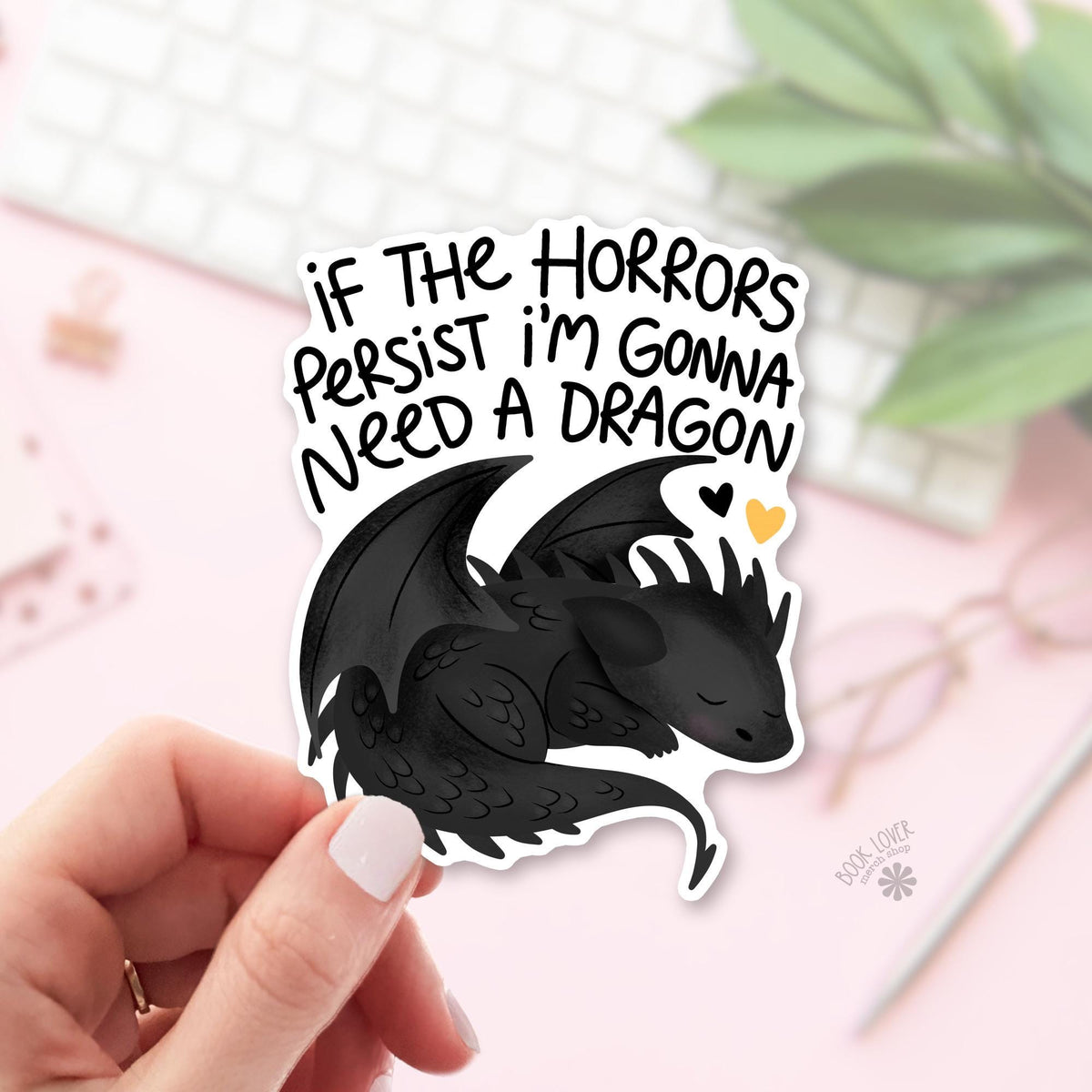 Dragon bookish sticker, vinyl die cut, romance reader gift