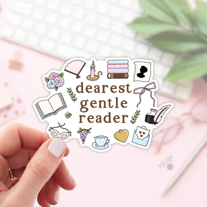 Dearest Gentle Reader Stickers / Bookish Stickers / Book Lover Gift / Bookish Merch / Kindle Sticker / Smut Reader / Reading Lover
