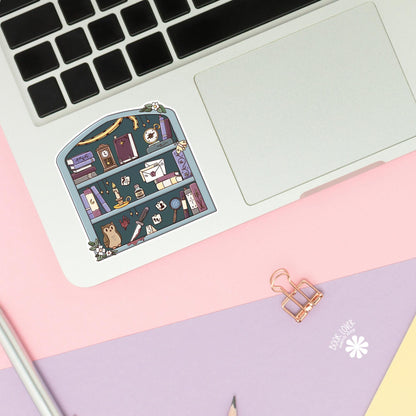 Dark Academia Owl sticker close up, matte finish, book lover vinyl decal