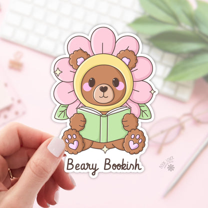 Spring Bookish Reading Bear Stickers / Bookish Stickers / Book Lover Gift / Bookish Merch / Kindle Sticker / Reading Lover / E-Reader