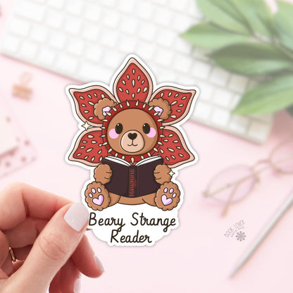 Beary Strange Reader Stickers / Stranger Bookish Stickers / Book Lover Gift / Bookish Merch / Kindle Sticker / Smut Reader / Reading Lover