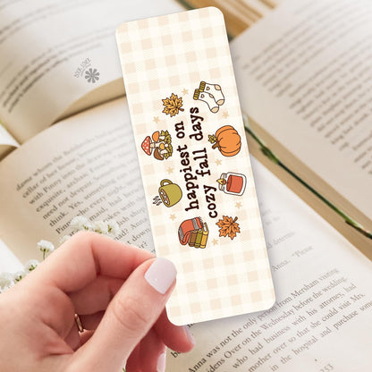Cozy Fall Pumpkin Socks bookmark, double sided