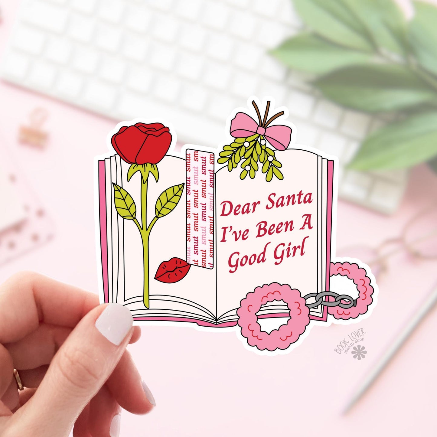 Dear Santa I've Been a Good Girl Stickers / Bookish Stickers / Book Lover Gift / Bookish Merch / Kindle Sticker / Smut Reader