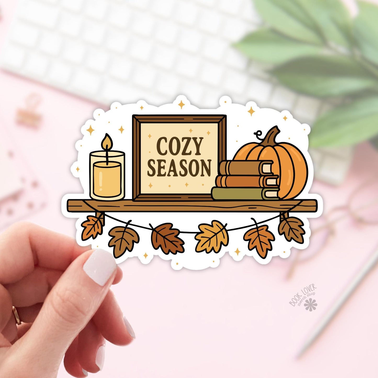 Cozy Season Shelf Stickers / Pumpkin Bookish Halloween Stickers / Book Lover Gift / Bookish Merch / Kindle Sticker / Reading Lover