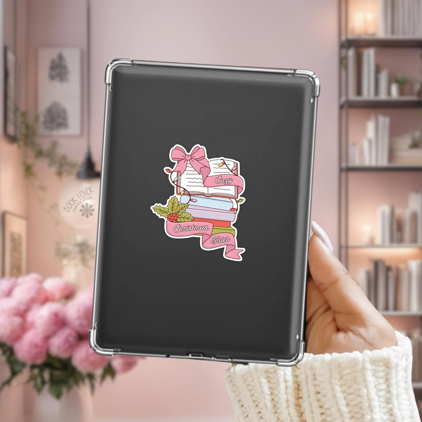 Cozy Christmas Tales Stickers / Bookish Christmas Stickers / Book Lover Gift / Bookish Merch / Kindle Sticker / Reading Lover
