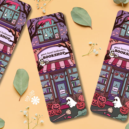 Halloween Bookstore Bookmark / Cute Spooky Bookshop Design / Reading Gift for Book Lovers