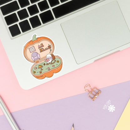 Cozy Reader Pumpkin Stickers / Halloween Bookish Stickers / Book Lover Gift / Ghost Bookish Merch / Kindle Sticker / Reading Lover