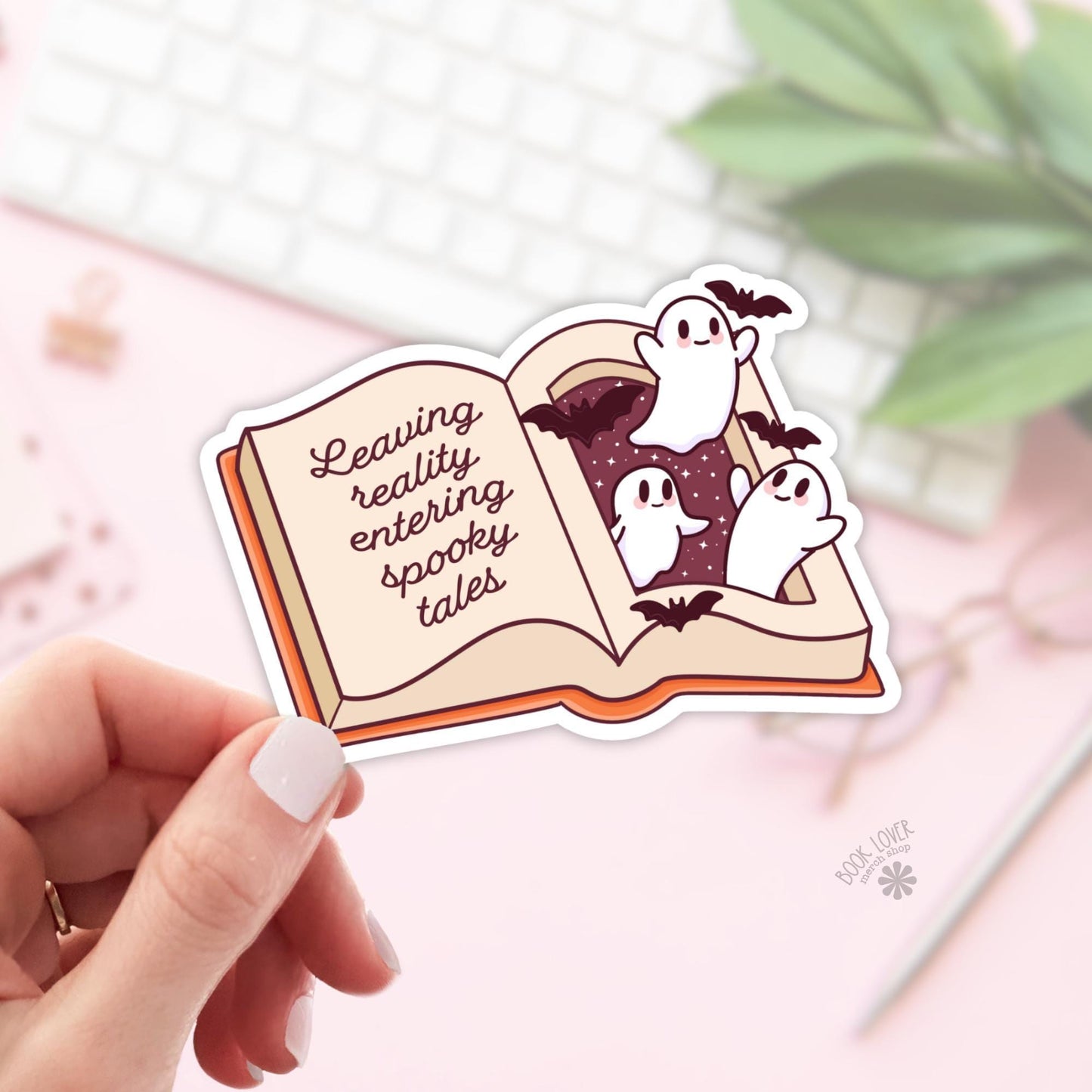 Leaving Reality Entering Spooky Tales Stickers / Halloween Bookish Stickers / Book Lover Gift / Bookish Merch / Kindle Reading Lover