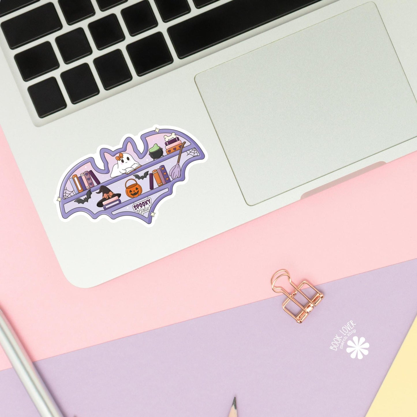 Spooky Girl Bookshelf Stickers / Halloween Bookish Stickers / Book Lover Gift / Ghost Bookish Merch / Kindle Sticker / Reading Lover