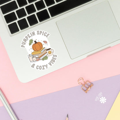 Pumpkin Spice and Cozy Vibes Stickers / Bookish Stickers / Book Lover Gift / Bookish Merch / Kindle Sticker / Smut Reader / Reading Lover