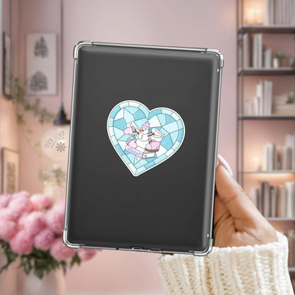 Winter Stained Glass Heart Stickers / Bookish Stickers / Book Lover Gift / Bookish Merch / Kindle Sticker / Smut Reader / Reading Lover