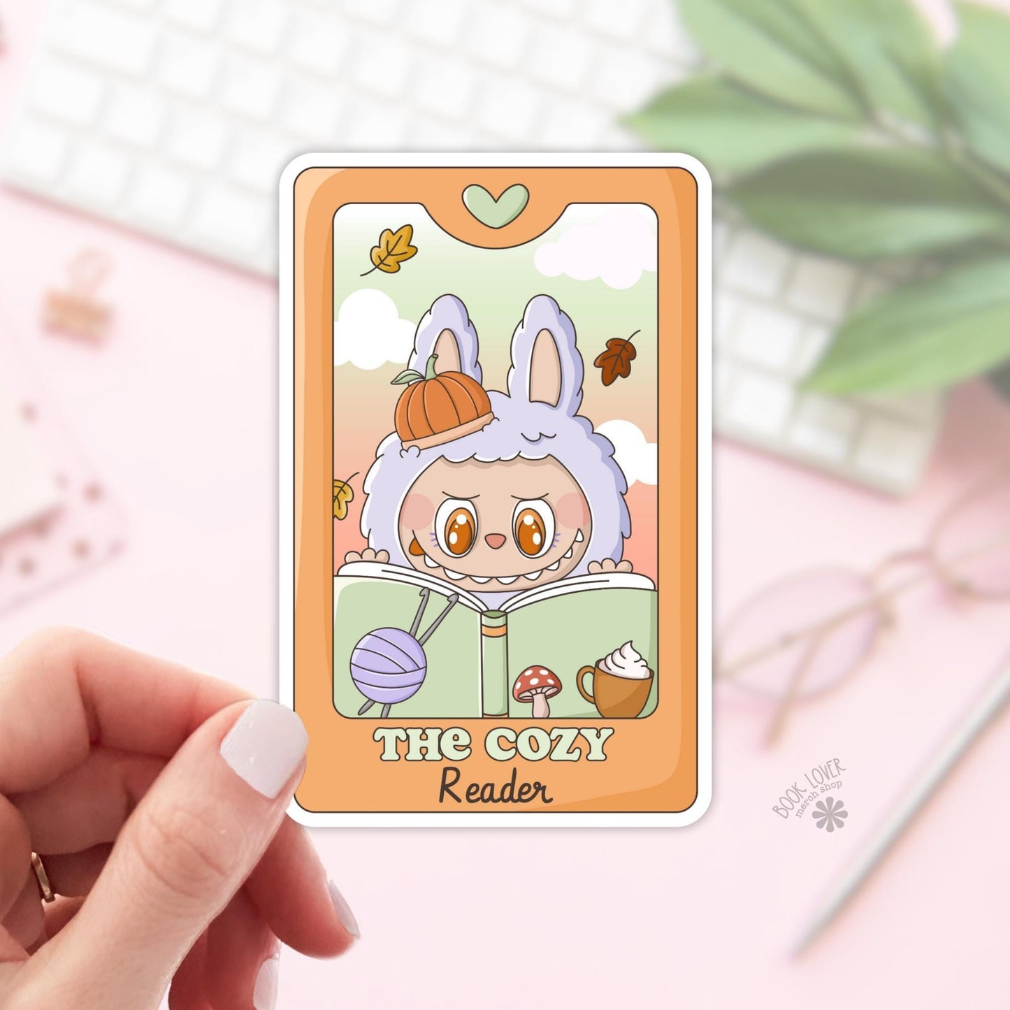 The Cozy Reader Stickers / Halloween Tarot Card Trinket Bookish Stickers / Book Lover Gift / Bookish Merch / Reading Kindle Sticker