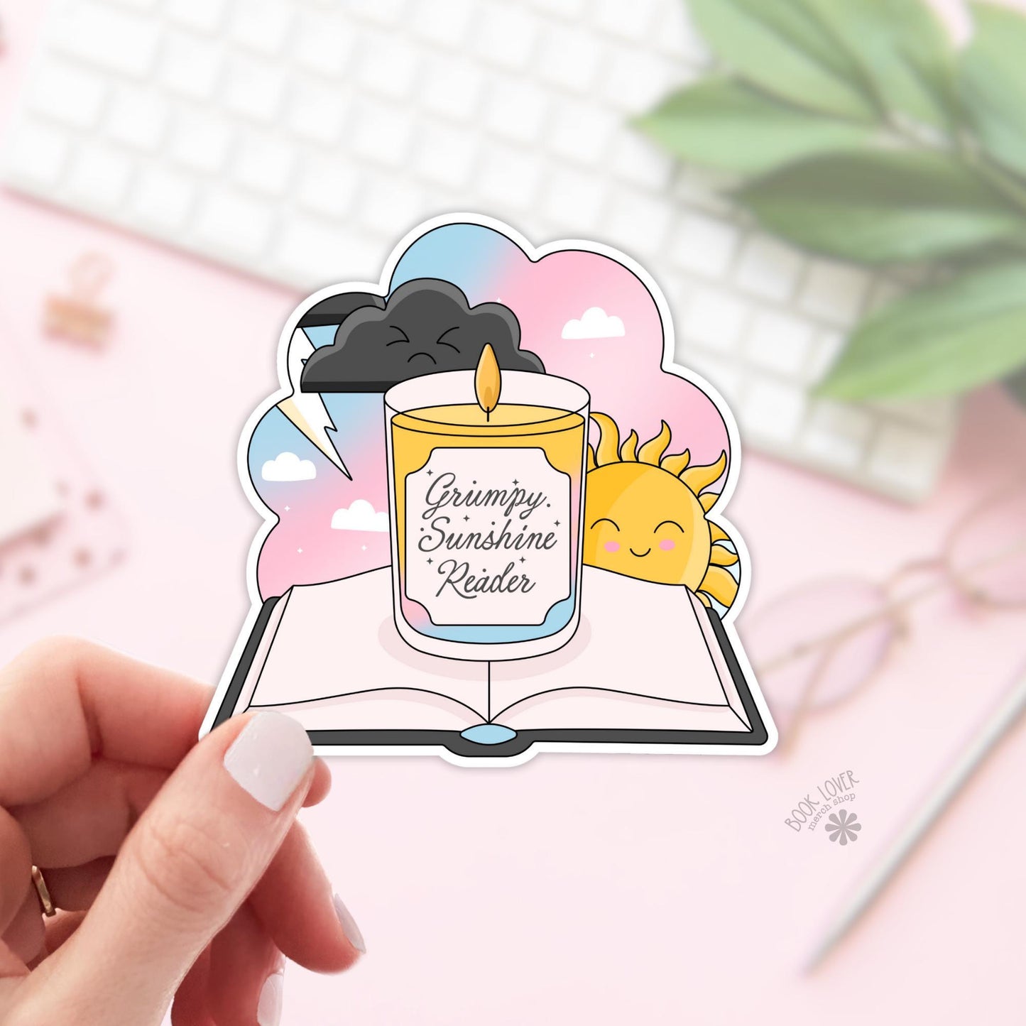 Grumpy Sunshine Reader Stickers / Bookish Stickers / Book Lover Gift / Bookish Merch / Kindle Sticker / Reading Lover / E-Reader