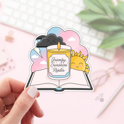 Grumpy Sunshine Reader Stickers / Bookish Stickers / Book Lover Gift / Bookish Merch / Kindle Sticker / Reading Lover / E-Reader