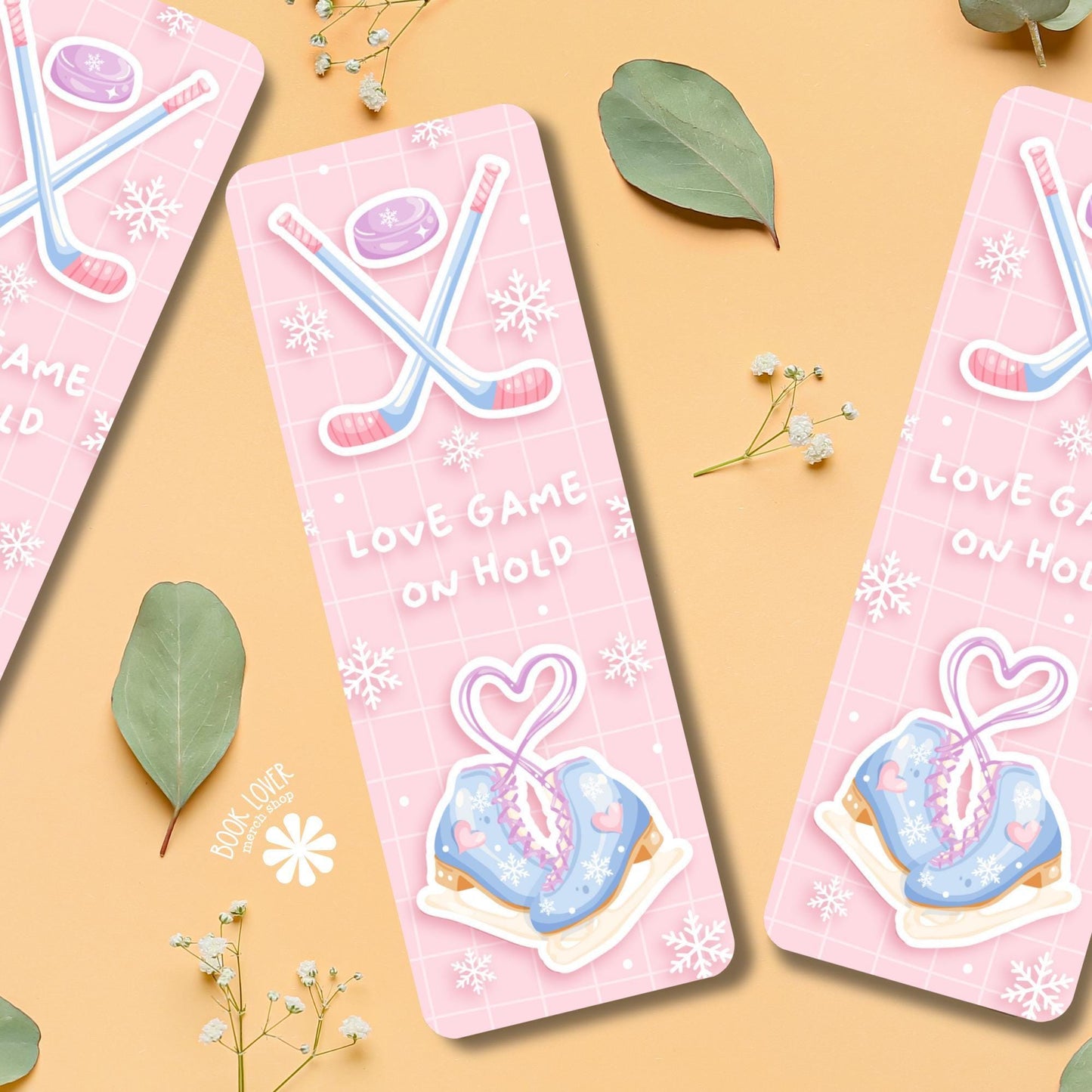 Love Game on Hold Hockey Romance Girlie Bookish Bookmark / Winter Bookish Bookmark / Book Lover Gift / Bookish Merch / Reading Lover
