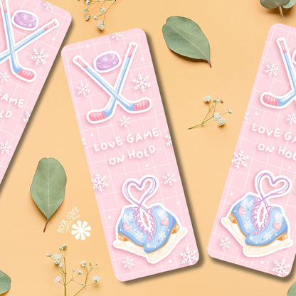 Love Game on Hold Hockey Romance Girlie Bookish Bookmark / Winter Bookish Bookmark / Book Lover Gift / Bookish Merch / Reading Lover