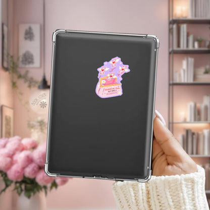 Winged Money Kindle sticker on desk, bookish decal