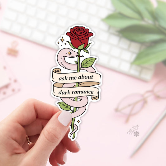 Ask Me About Dark Romance Stickers / Bookish Stickers / Book Lover Gift / Bookish Merch / Kindle Sticker / Reading Lover