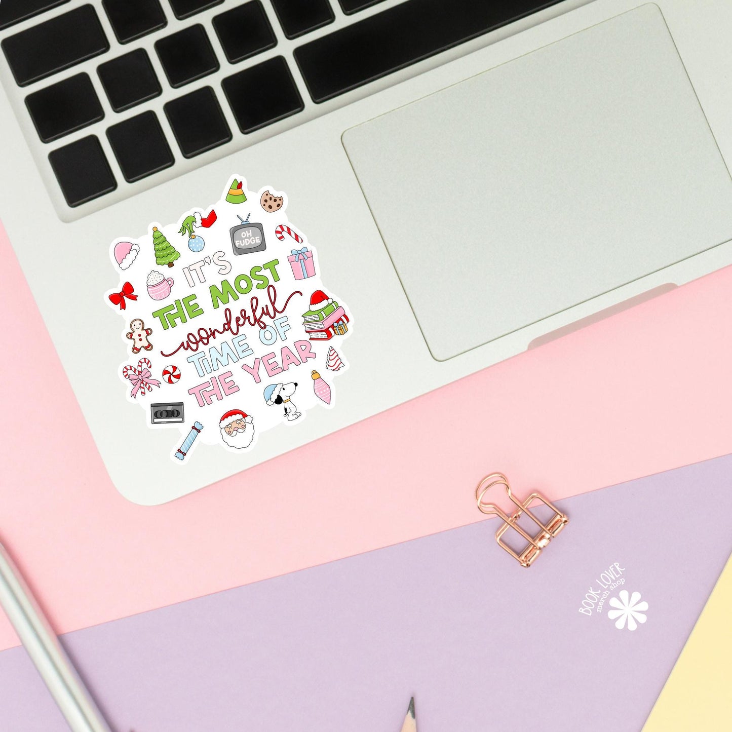 It's The Most Wonderful Time of the Year Stickers / Christmas Bookish Merch / Book Lover Gift / Kindle Sticker / Reading Lover