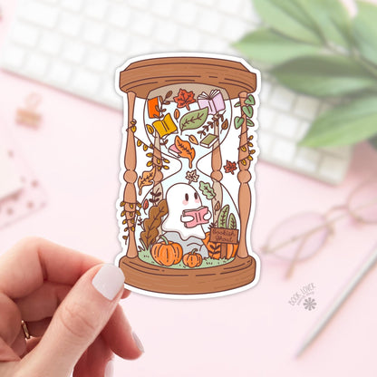 Bookish Ghoul Stickers / Ghost Reading Hourglass / Bookish Stickers / Book Lover Gift / Bookish Merch / Kindle Sticker / Reading Lover