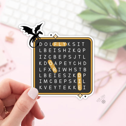 Fly Or Die Word Search Stickers / Bookish Stickers / Book Lover Gift / Bookish Merch / Kindle Sticker / Fantasy Reader / Reading Lover
