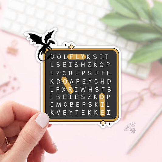 Fly Or Die Word Search Stickers / Bookish Stickers / Book Lover Gift / Bookish Merch / Kindle Sticker / Fantasy Reader / Reading Lover