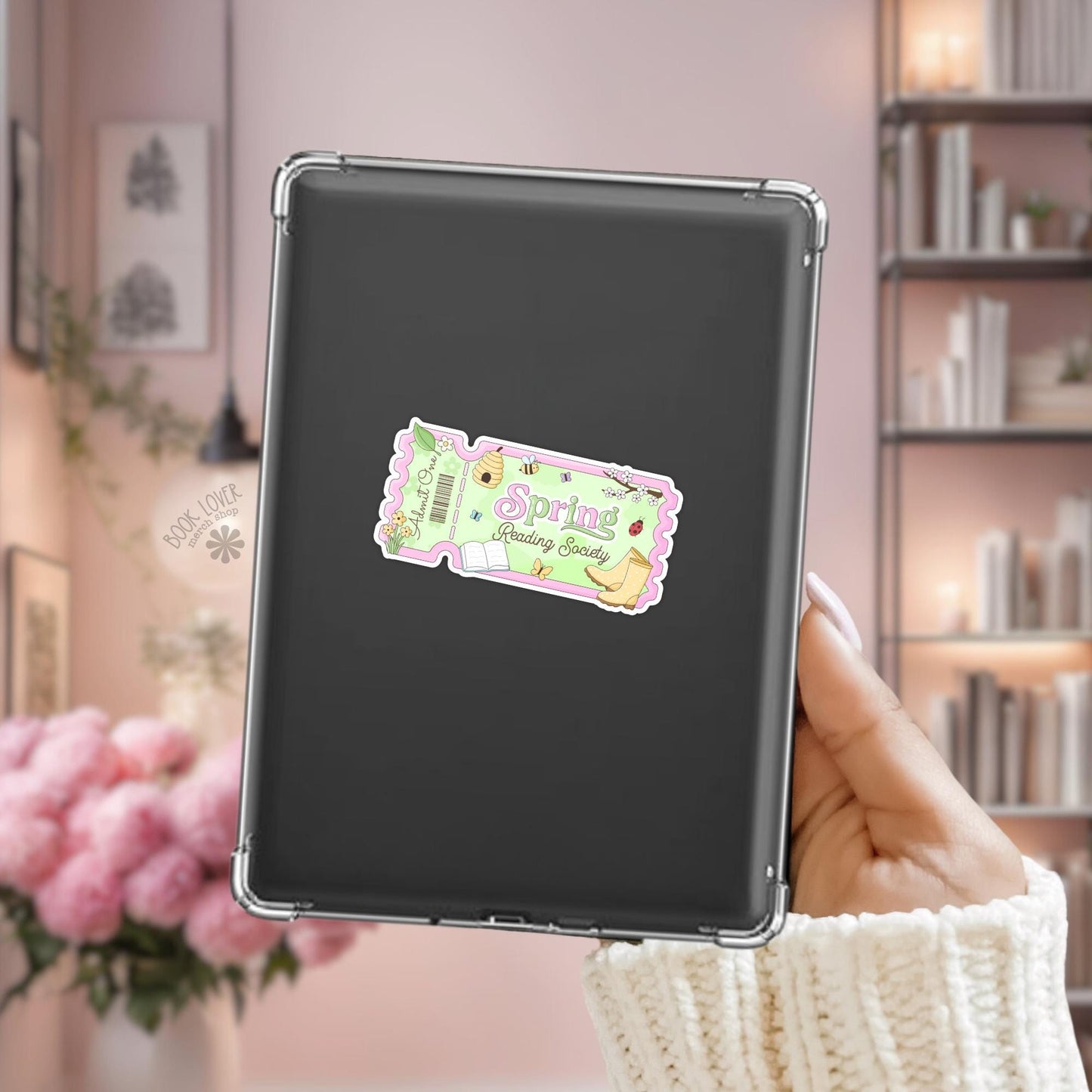 Spring Reading Society Stickers / Admit One Bookish Stickers / Book Lover Gift / Bookish Merch / Kindle Sticker / Reading Lover / E-Reader