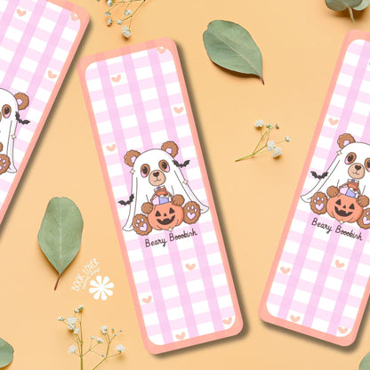 Beary Bookish Bookmark / Halloween Bookish Bookmark / Book Lover Gift / Bear Bookish Merch / Ghost Bookmark / Reading Lover