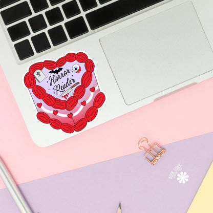 Horror Reader Cake Stickers / Bookish Stickers / Book Lover Gift / Bookish Merch / Kindle Sticker /  Reading Lover / E-Reader / Halloween