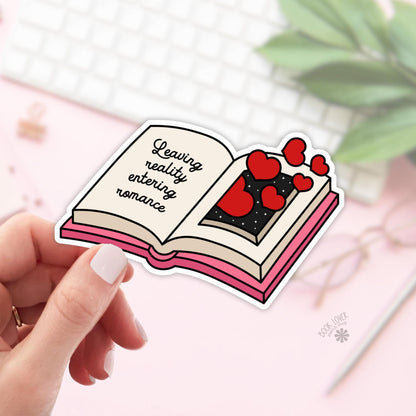 Leaving Reality Entering Romance Stickers / Bookish Stickers / Book Lover Gift / Bookish Merch / Kindle Sticker / Reading Lover