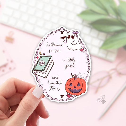 Halloween Ghost Book Frame Sticker / Spooky Bookish Gift / Reading Nook Decal / Witchy Bibliophile