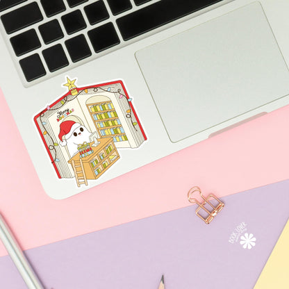 Merry Bookmas Stickers / Bookish Christmas Ghost Stickers / Book Lover Gift / Bookish Merch / Kindle Sticker / Reading Lover