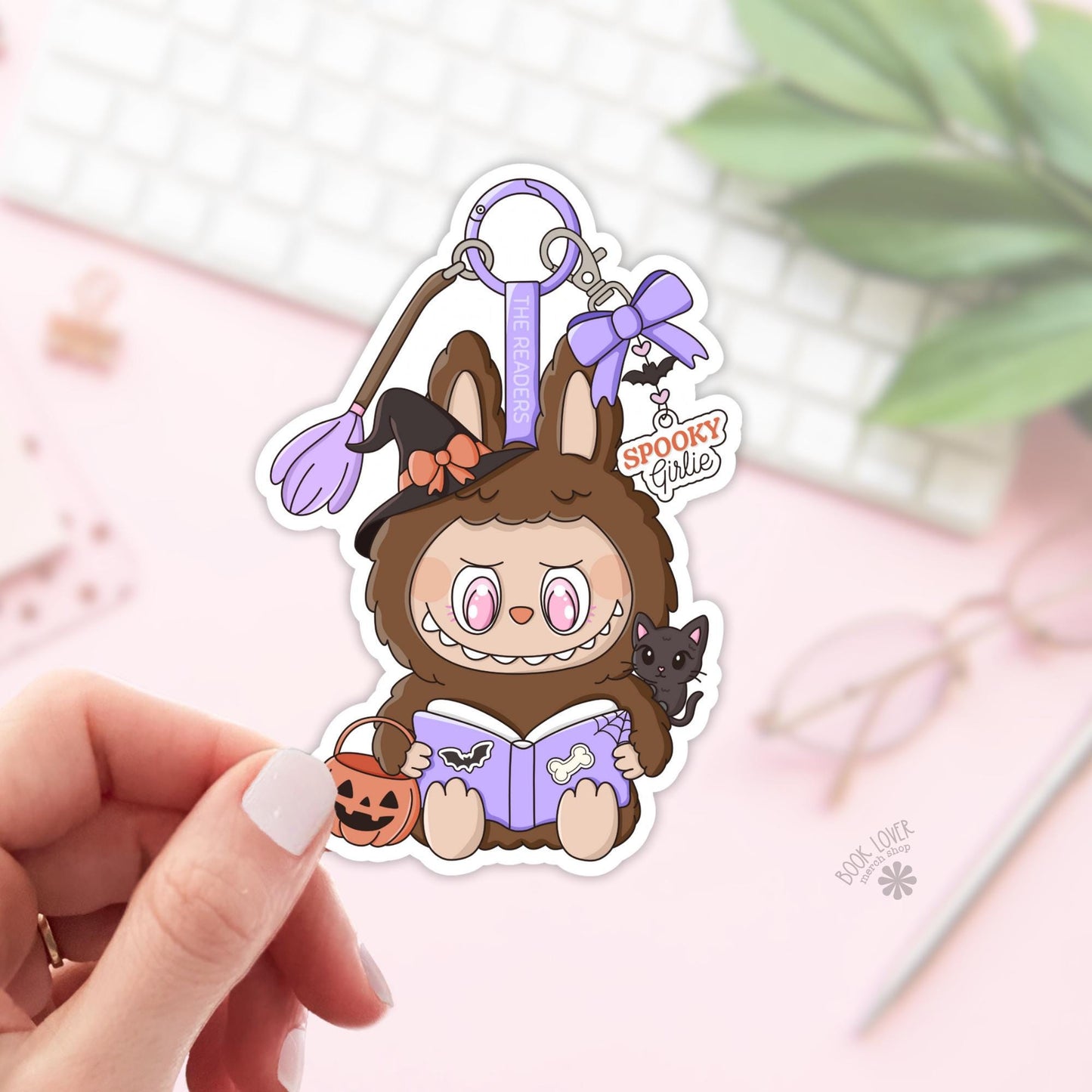 Spooky Girlie Trinket Doll Stickers / Halloween Bookish Stickers / Book Lover Gift / Bookish Merch / Kindle Sticker / Reading Lover