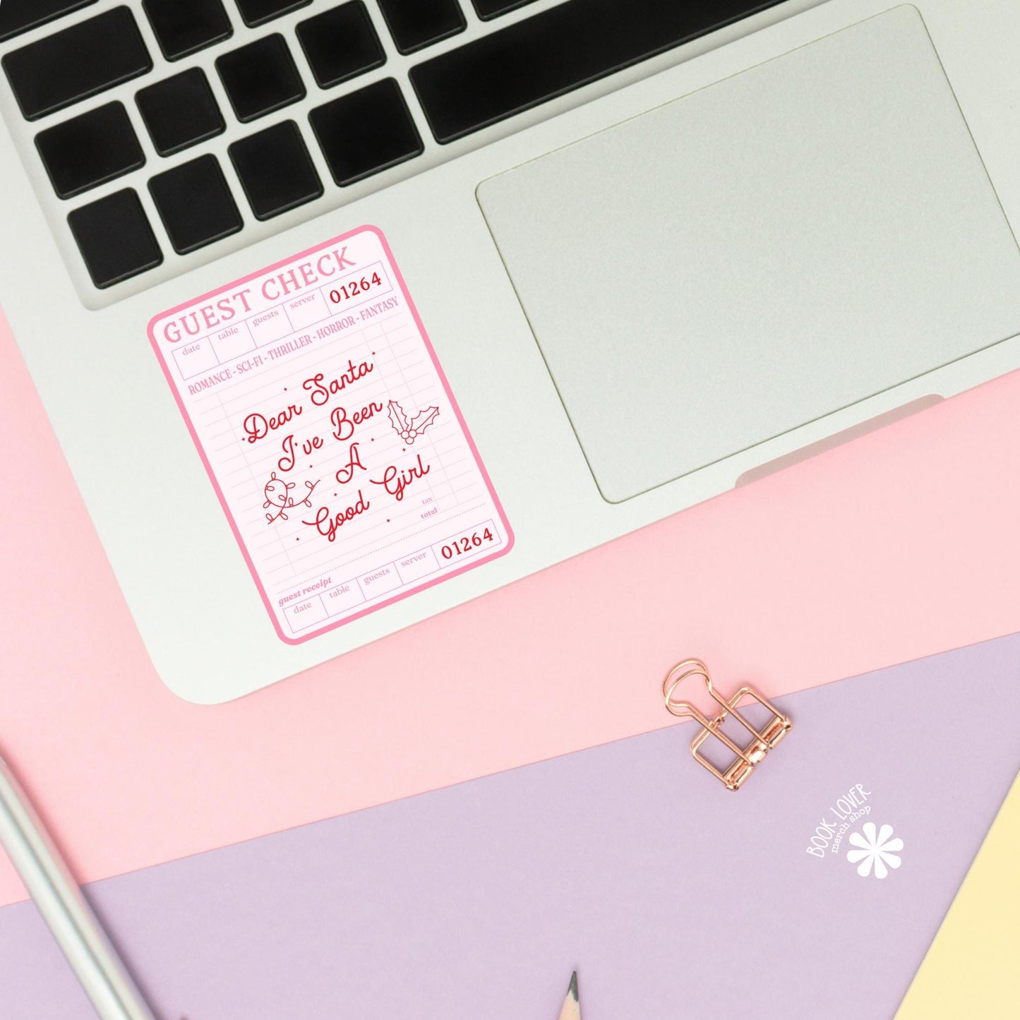 Guest Check Santa Stickers / Christmas Bookish Stickers / Book Lover Gift / Bookish Merch / Kindle Sticker / Reading Lover