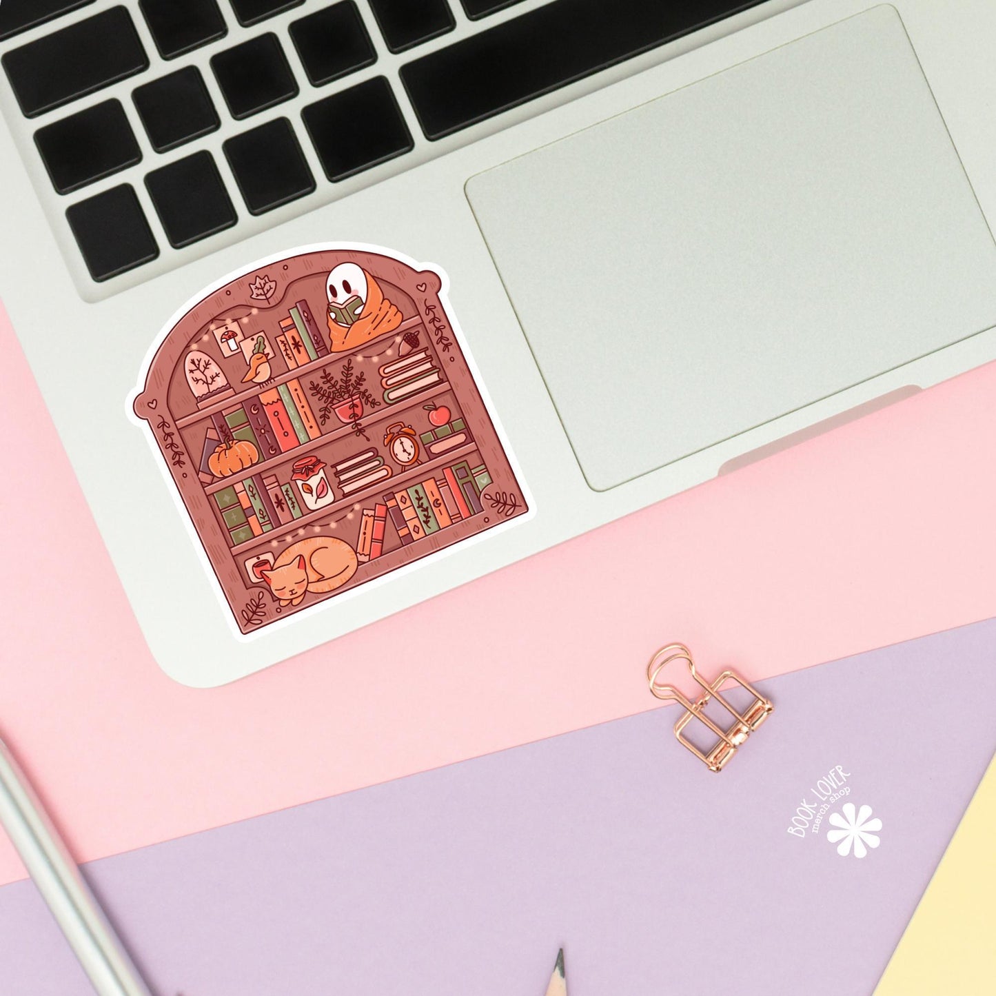 Cozy Bookshelf Stickers / Autumn Bookish Stickers / Book Lover Gift / Bookish Merch / Kindle Sticker / Reading Lover / E-Reader