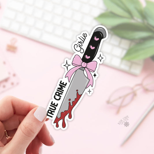 True Crime Girlie Knife Stickers / Bookish Stickers / Book Lover Gift / Bookish Merch / Kindle Sticker / Smut Reader / Reading Lover