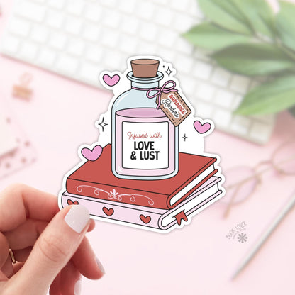 Bookish Potion Infused With Romance Stickers / Bookish Stickers / Book Lover Gift / Bookish Merch / Kindle Sticker / Romance Reader Lover