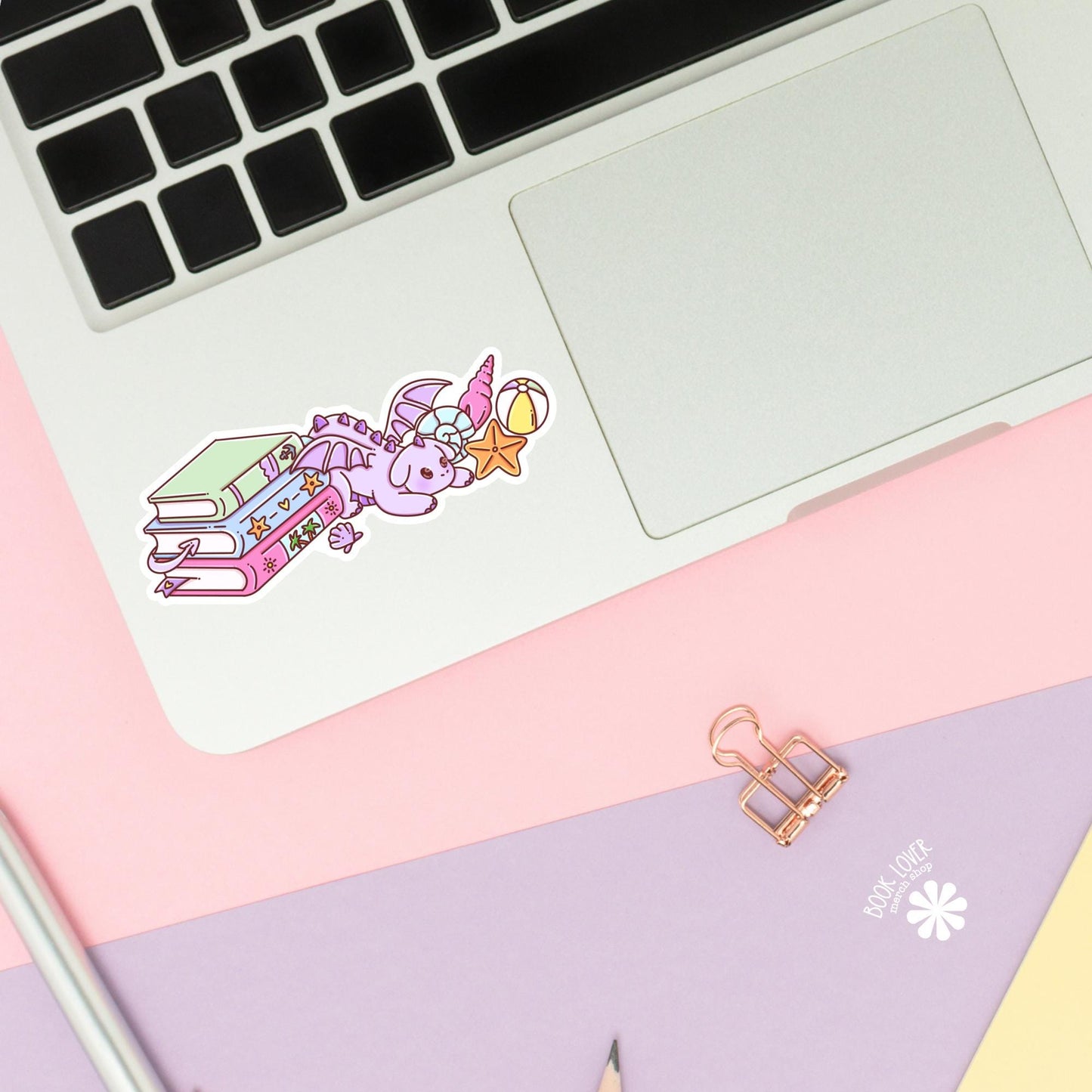 Beach Dragon Stickers / Summer Reading Bookish Stickers / Book Lover Gift / Bookish Merch / Kindle Sticker / Reading Lover / Fantasy Reader
