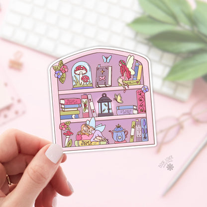 Pink Fairy Tale Bookshelf Sticker / Magical Reader Bookish Kindle Accessories