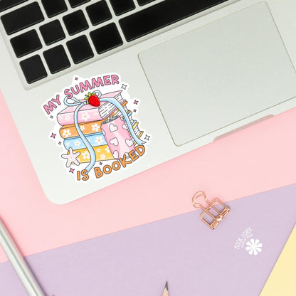 My Summer is Booked Stickers / Bookish Stickers / Book Lover Gift / Bookish Merch / Kindle Sticker / Vacation Reader / Reading Lover