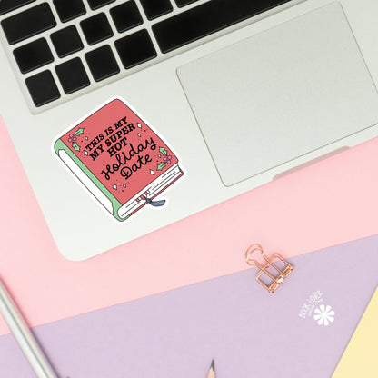 Red Book sticker close up, matte finish, book lover vinyl decal