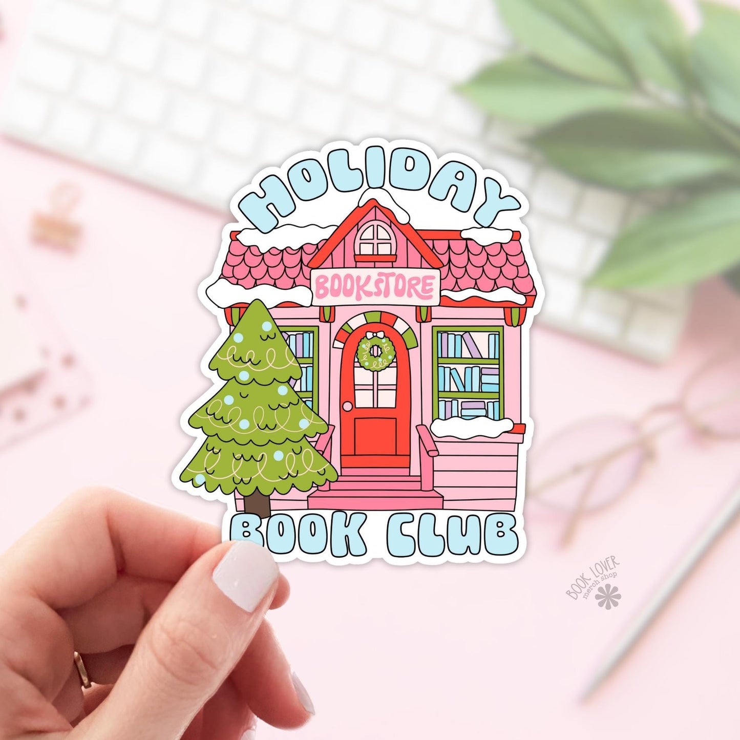 Holiday Bookstore Book Club Stickers / Christmas Bookish Stickers / Book Lover Gift / Bookish Merch / Kindle Sticker / Smut Reader