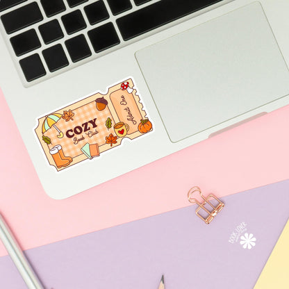 Cozy Book Club Admit One Ticket Stickers / Bookish Stickers / Book Lover Gift / Bookish Merch / Kindle Sticker / Fall / Reading Lover